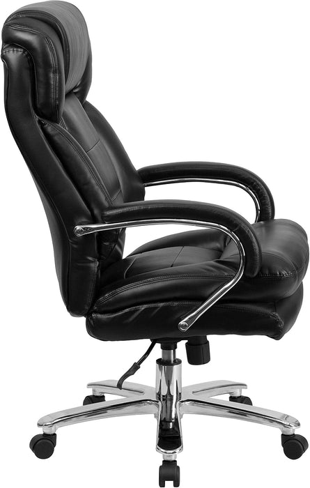Hercules Series Leathersoft Swivel Office Chair with Loop Arms, Ergonomic High-Back Executive Chair with Padded Seat and Arms, Black