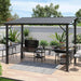 12X6Ft Hardtop Gazebo, All-Weather Outdoor BBQ Canopy with Sloping Steel Roof, Grill Gazebo with 2 Side Shelves & Hooks, Permanent Metal Gazebo for Patio, Backyard, Deck