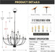 Black 36Inch 12Light Chandelier For Entryway Hallway