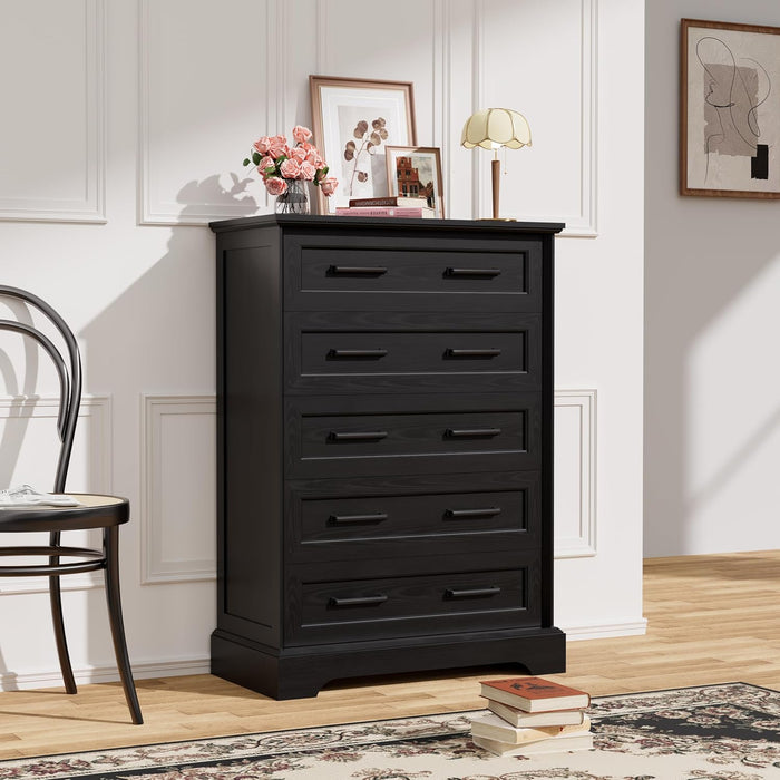 Black Tall Dresser With Five Drawers And Storage ShipItFurniture Black Tall Dresser With Five Drawers And Storage ShipItFurniture