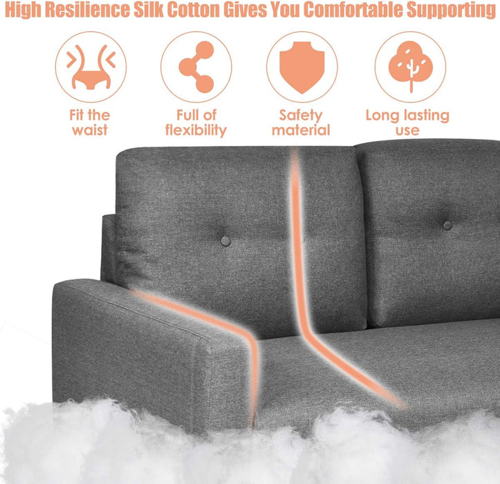 Modern Fabric Loveseat with Removable Backrest