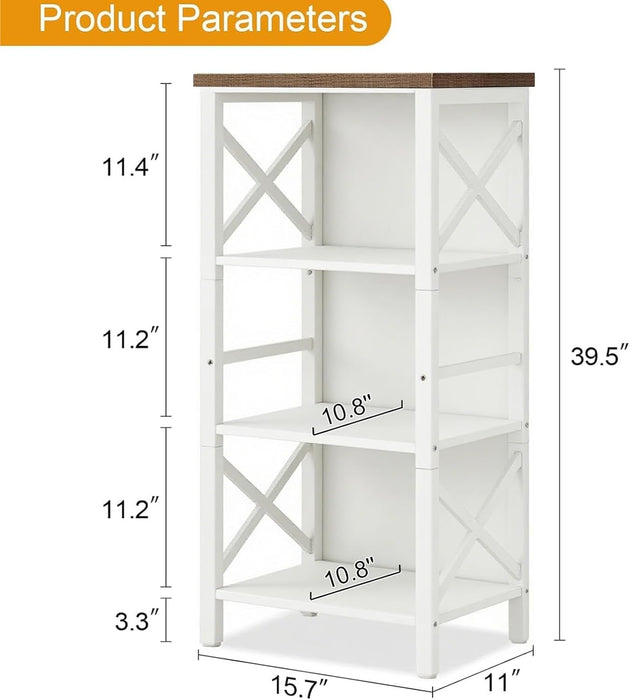 Narrow FourTier BookshelfUnit With Robust MetalFrame
