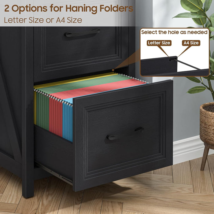 Black Farmhouse Vertical Adjustable File Cabinet Drawer