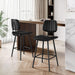 24-Inch Leather Bar Stools Set of 3 with High Backrest, Black | Faux Leather, Counter Height Barstools, Heavy Duty Metal Legs, with Footrest, for Kitchen Island