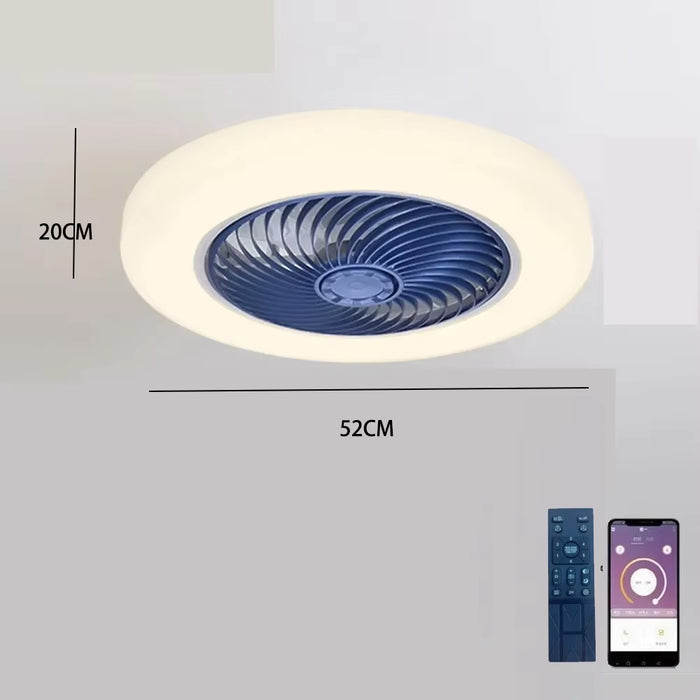 Smart Ceiling Fan Fans with Lights Remote Control Bedroom Decor Ventilator Lamp 52Cm Air Invisible Blades Retractable Silent