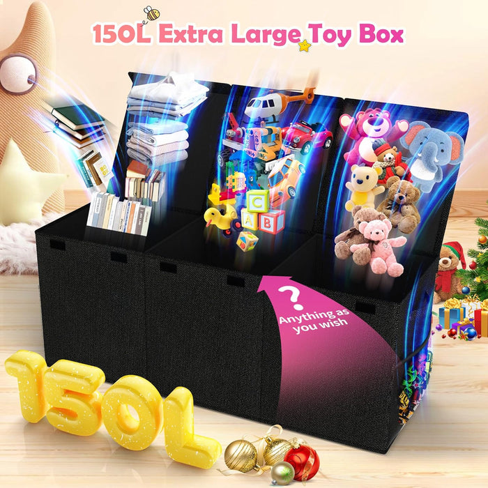 Collapsible Extra Large ToyBox Organizer Black 40x14x16