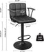 Bar Stools Set of 2, Armrest Adjustable Swivel Barstools with Back, Double Needle PU Leather Counter Height Chairs for Kitchen Lsland (Black)
