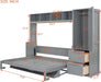 FullSize Murphy Wall Bed BuiltInCloset Drawers Gray