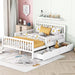 White Wood Frame Full Size Platform Bed with Guardrails on Both Sides and 2-Storage Drawers