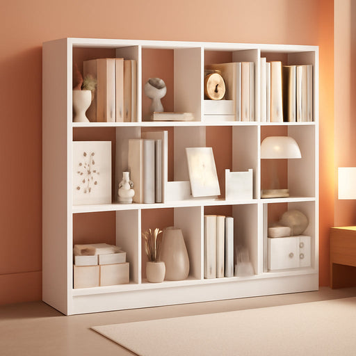 Custos Collection - Bookshelf, 3-Tier Bookcase, Book Shelf, Open Storage Shelf, 9.4 X 49.6 X 39.4 Inches, for Living Room, Home Office, Dining Room, Cloud White ULBC454W01