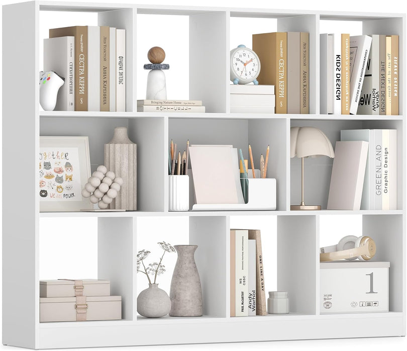 Custos Collection - Bookshelf, 3-Tier Bookcase, Book Shelf, Open Storage Shelf, 9.4 X 49.6 X 39.4 Inches, for Living Room, Home Office, Dining Room, Cloud White ULBC454W01