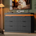 47" Wide Dresser for Bedroom with 6 Drawer & Charging Station, Black