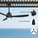 48" Outdoor Ceiling Fans with Lights, Wet Rated Waterproof Indoor Ceiling Fan with Remote, 3 ABS Blades Modern Ceiling Fan, 3CCT, Quiet 6-Speed DC Motor, for Porch Patio Bathroom, Black