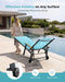 Outdoor Lounge Chair with Pillow, 5-Position Chaise Lounge with Wheels & Armrests, 400 Lbs Heavy Duty Aluminum Pool Lounger for Beach, Deck, Backyard & Poolside, Lake Blue