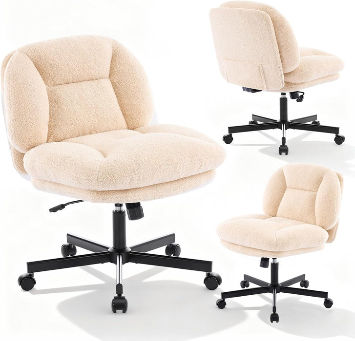 Criss Cross Chair, Cross Legged Office Chair with Wheels, Beige