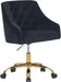 Velvet Office Swivel Chair, Vanity Chair, Fabric Desk Chair, Pretty Fancy Chair, Gold Office Chair for Girls, 360°Swivel Height Adjustable Reception Chair (Black)
