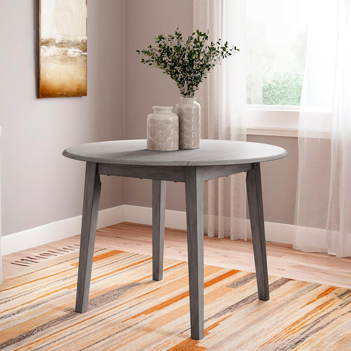 Shullden Casual round Dining Small Drop Leaf Table, Seats up to 4, Gray