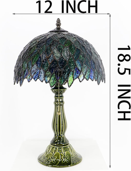 Tiffany Style Stained Glass Table Lamp 18.5 Inch - Multicolor Leaf