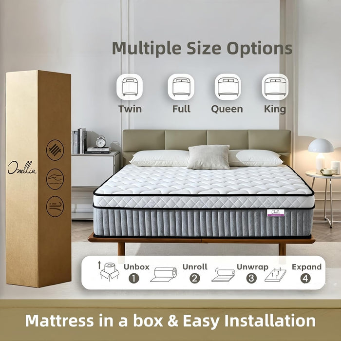 Queen Mattress 12 Inch,Hybrid Queen Size Mattress in a Box
