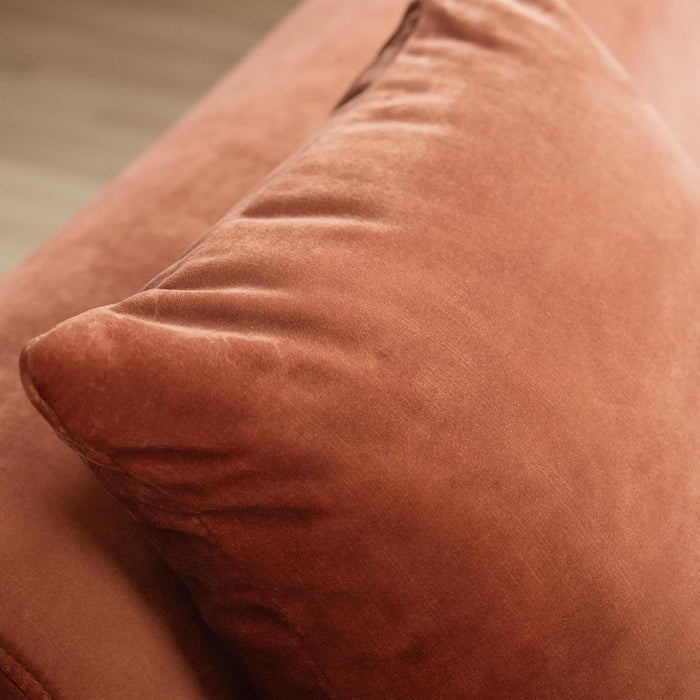 Luxury Modern Tight Curved Back Velvet Sofa, Minimalist Style Comfy Couch for Living Room Apartment, 3 Seater, Tangerine