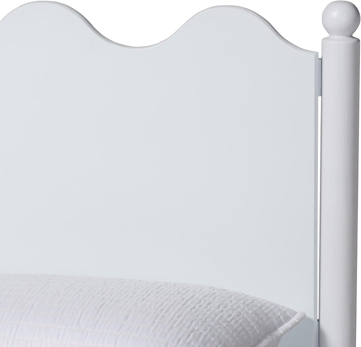Malaya Modern White Wood Full Platform Bed with Scalloped Edges