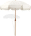6.5Ft Patio Umbrella with Fringe, Beach Umbrella, Fringe Umbrella Outdoor Patio with Hanging Hook, Tilting Aluminum Pole, UV 50+, Fiberglass Ribs, Elegant Cream