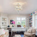 Farmhouse Crystal Ceiling Light Fixture, 3-Light Semi Flush Mount Crystal Chandelier Light Fixture Rustic Vintage White Pendant Ceiling Lamp for Hallway Corridor Kitchen Entryway Bedroom Living Room