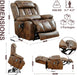 Large Genuine Leather Power Lift Recliner Chairs for Elderly