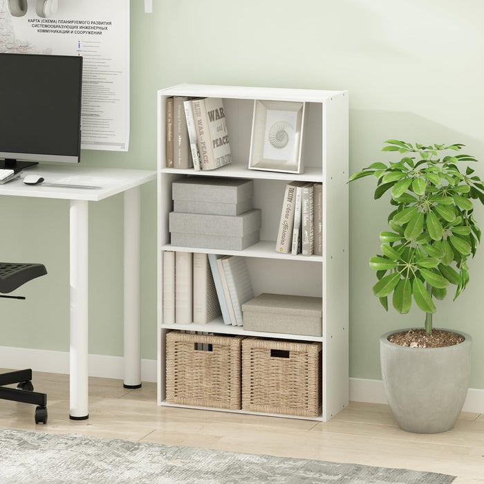 Plain White 4Tier Bookshelf With Accessible Shelves