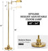 Dimmable Pharmacy Floor Lamp with Remote, 17W Gold LED Reading Floor Lamp with 360°Swing Arm, 3 Color Temperature, Height Adjustable Standing Task Lamp for Living Room, Bedroom, Office, Antique Brass