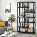 79 Inch Bookshelf, 7-Tier Tall Bookcase with 10-Open Shelf, Wood and Metal Book Shelf Storage Shelves for Bedroom, Living Room and Home Office, Black