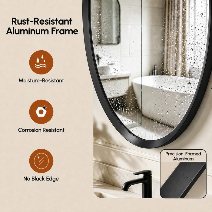 Black Oval Bathroom Mirror 20X28 Inch