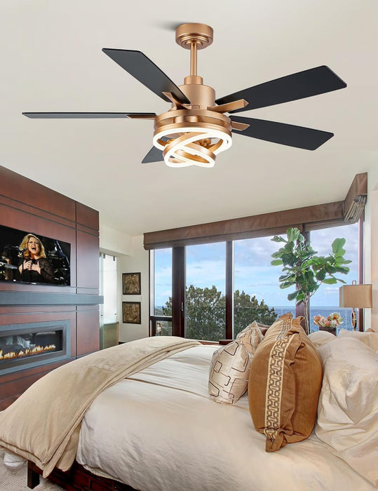Contemporary Black Iron Reversible Fandelier Ceiling Fan