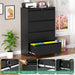 4 Drawer File Cabinet,Metal Lateral Filing Cabinet with Lock,Home Office Storage Organizer Cabinet for Legal/Letter/A4/F4 Size Files,35.5" W,Black