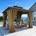 10x10Ft Aluminum Gazebo AllWeather With Netting Curtains