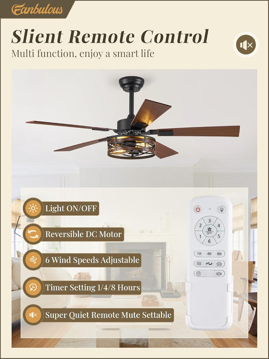 48 Inch Farmhouse Ceiling Fan Integrated Lighting