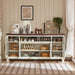 60-Inch Sideboard Buffet Cabinet with Glass Doors,White