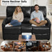 Manual Reclining Loveseat Sofa with Reversible Console, Double Recliner Couch with Cup Holders & Charging Ports, PU Leather 2-Seater Recliner Sofa for Living Room, RV, Small Spaces, Black