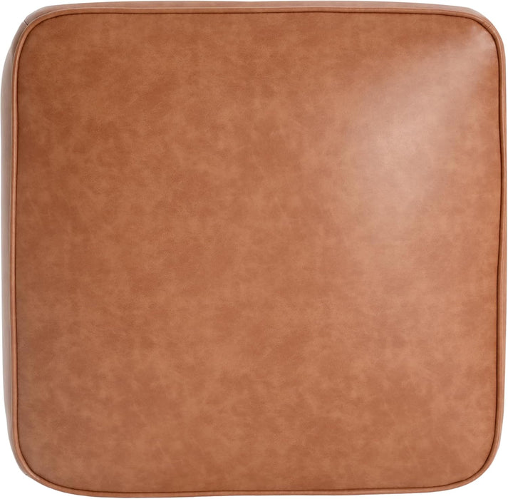 Ellis Faux Leather Pouf Ottoman Foot Rest, Square PU Pouffe Ottoman Footstool, Living Room Sofa Couch Extra Seat, Modern Coffee Table for Home Office Bedroom, Tan Brown