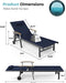 Outdoor Lounge Chair with Pillow, 5-Position Aluminum Chaise Lounge with Wheels & Armrests, 400 Lbs Heavy Duty Patio Pool Chair for Deck, Backyard, Beach & Poolside, Navy Blue