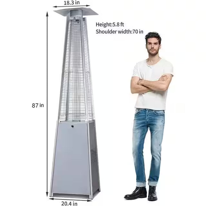 48,000 BTU Steel Propane Pyramid Patio Heater with Cover and Wheels