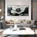 Flower Canvas Art Wall Decor for Living Room - Black and White Hand Painted Painting for Bedroom - Large Picture Frames for Wall Size 29" X 59"