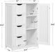 Wooden Floor Cabinet, Side Storage Organizer with 4 Drawers and 1 Cupboard, Freestanding Entryway Storage Unit Console Table, Bathroom Furniture Home Decor, White