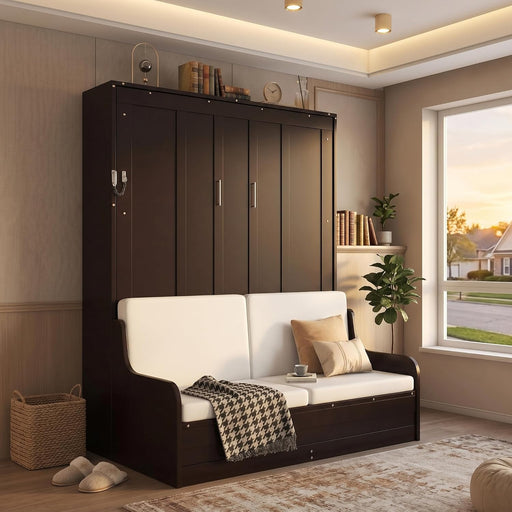 Queen Size MurphyBed WithSofa EspressoFinish SolidWood
