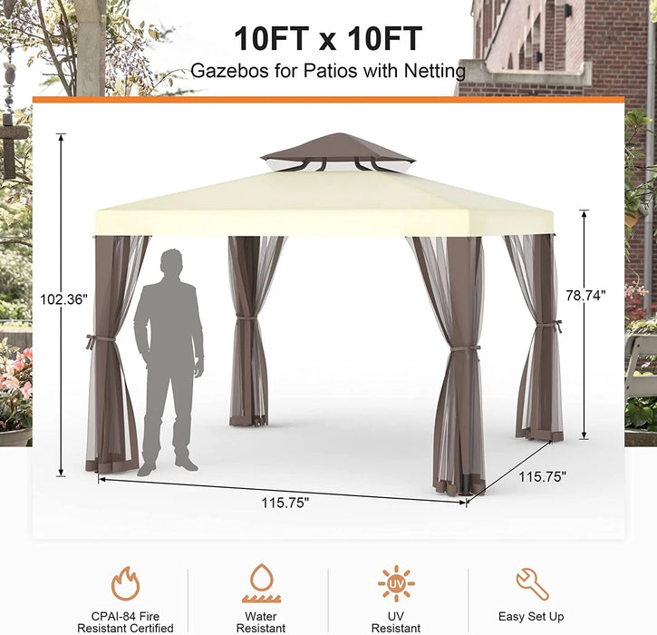 Patio Gazebo Tent 115.75 X 115.75 In, Outdoor Canopy Shelter