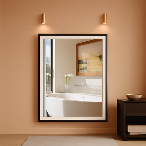 22"X30" Vanity Mirror with Lights, Black Aluminum Framed Led Mirror for Bathroom, Anti-Fog, Stepless Dimmable, Memory Function, 3 Colors Lighted Mirror, Shatter-Proof Bathroom Mirrors, ETL