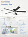 Smart Ceiling Fan Wireless App Control Matte Black Indoor