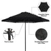 Outdoor 7.5' Black Ventura Fringe round Push-Up Premium Patio Umbrella