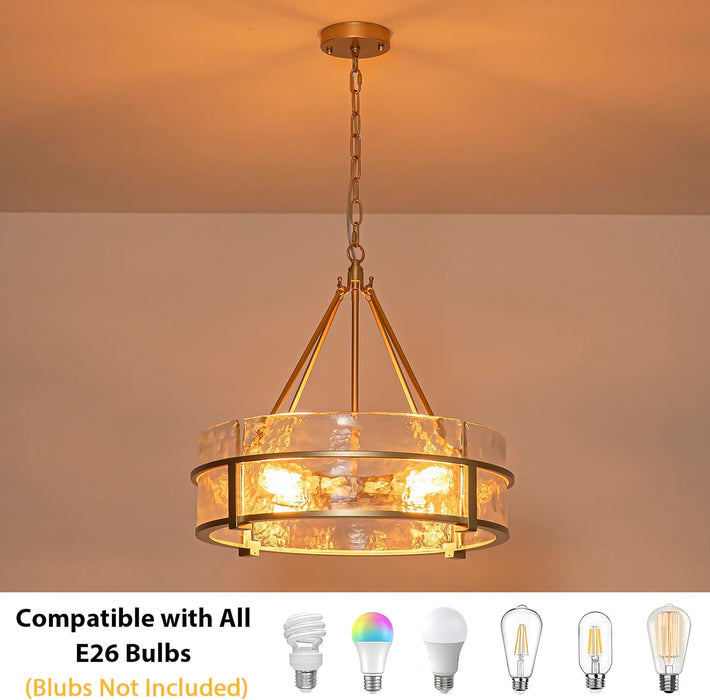 20.47" Modern Glass Chandelier, Gold Dining Room Light Fixtures over Table