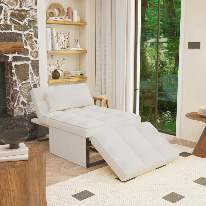 Beige Convertible Sofa Bed With Adjustable Backrest